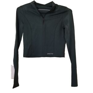 048) Unity Hunter Green Activewear Womens Long Sleeve Large Zip Up Fitness